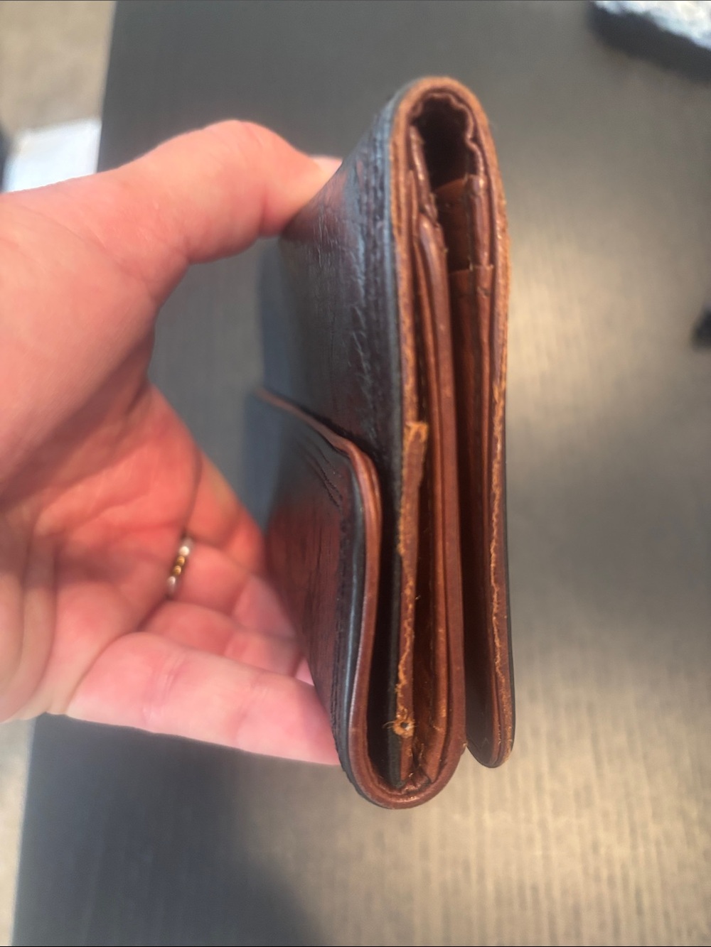 Michael Kors Black Leather Continental Wallet with Brown Snap Tab - Picture 4 of 7